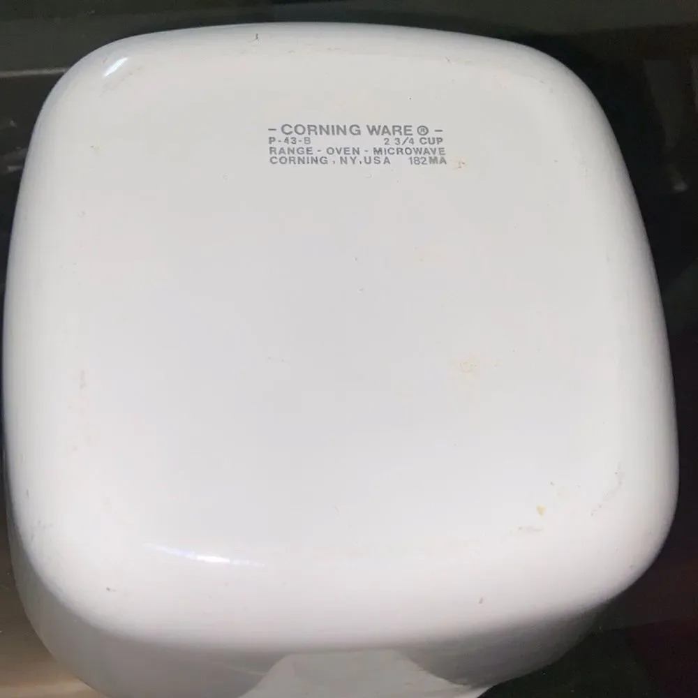 Corningware White and Orange Floral Bakeware Set P-43-B 2 3/4 CUP